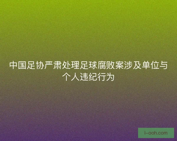 中国足协严肃处理足球腐败案涉及单位与个人违纪行为 中国足协严肃处理足球腐败案涉及单位与个人违纪行为